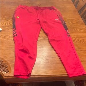Puma Mens Red Joggers ferrari with Checkered Detail